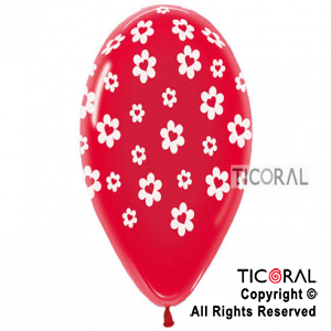 GLOBO S R12 INF CRISTAL ROJO FLOR DE CORAZON x 10